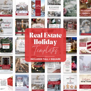 Realtor Holiday Instagram Templates: Christmas Social Media (Canva Editable)
