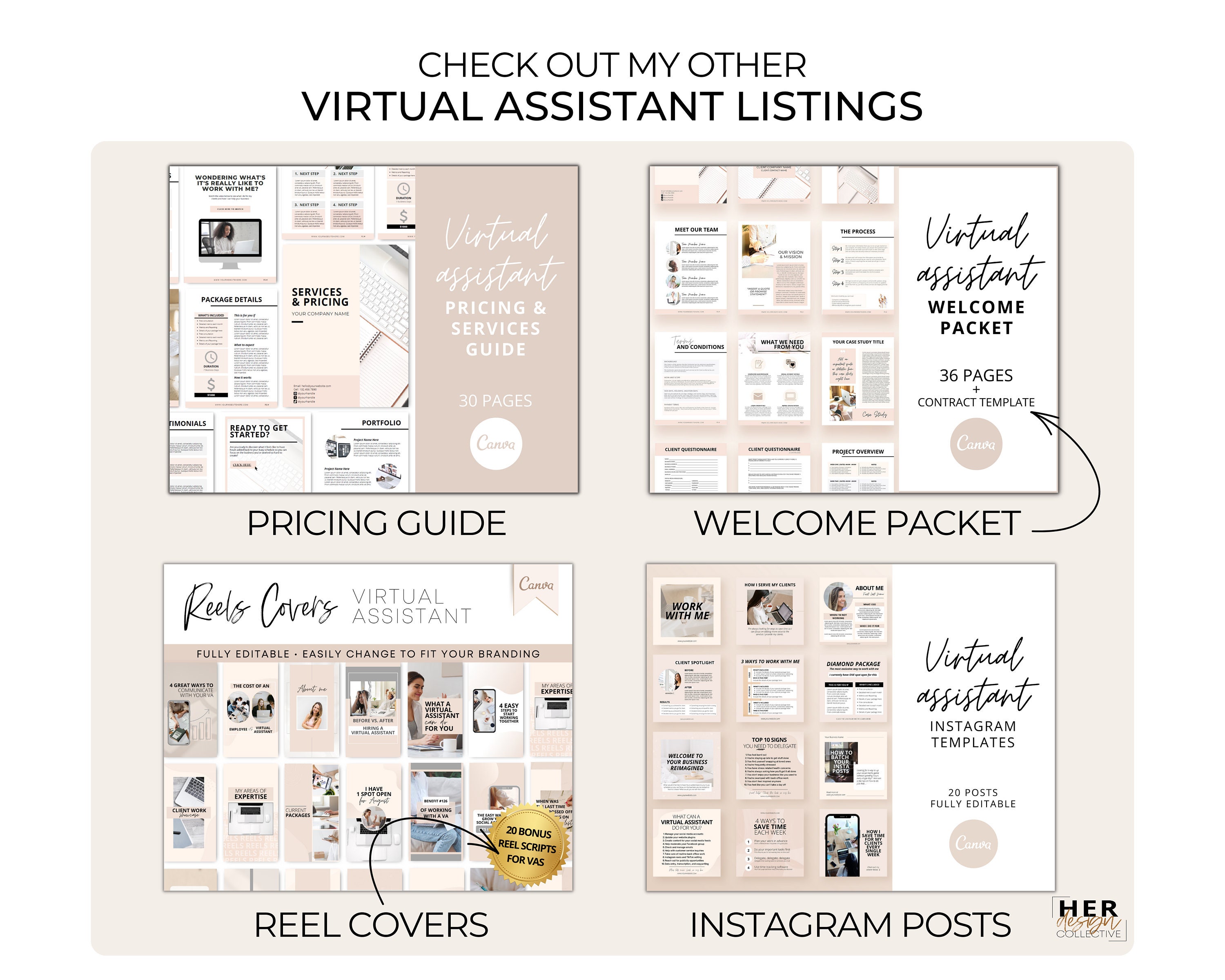 Virtual Assistant Pricing Template: VA Service Guide (canva Editable ...