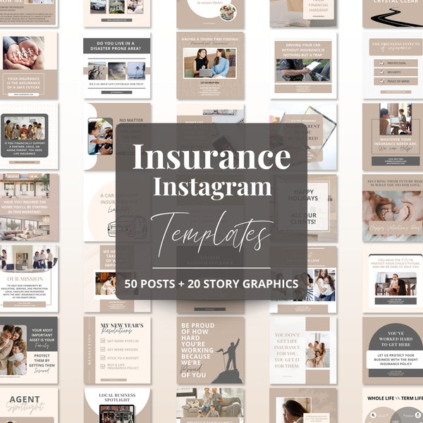 Insurance Instagram Templates, Insurance Broker Posts, IG Life Insurance Canva Template, Editable Underwriter Social Media Templates