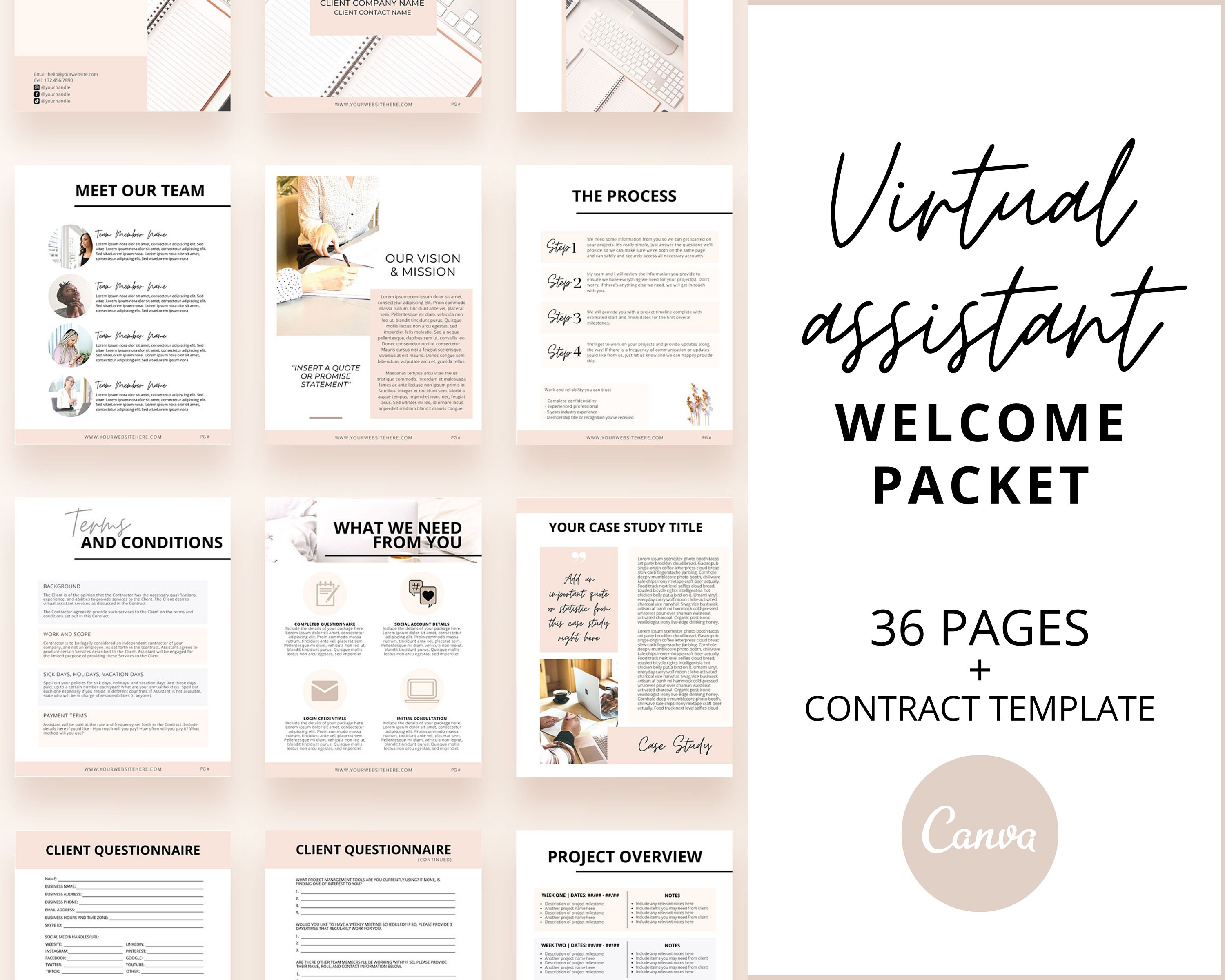 Virtual Assistant Packet VA Client Onboarding VA Etsy Canada