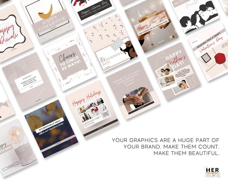 Holiday Instagram Posts | Social Media Marketing | Canva Editable Templates image 5