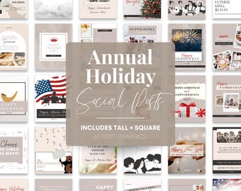 Holiday Instagram Posts | Social Media Marketing | Canva Editable Templates