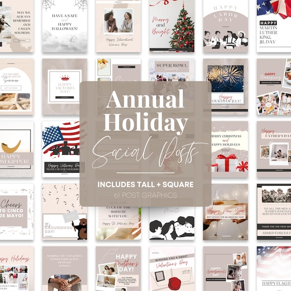 Holiday Instagram Posts | Social Media Marketing | Canva Editable Templates
