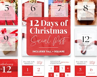 12 Days of Christmas Shopping Instagram Templates for Retail Shops Holiday Social Media Canva