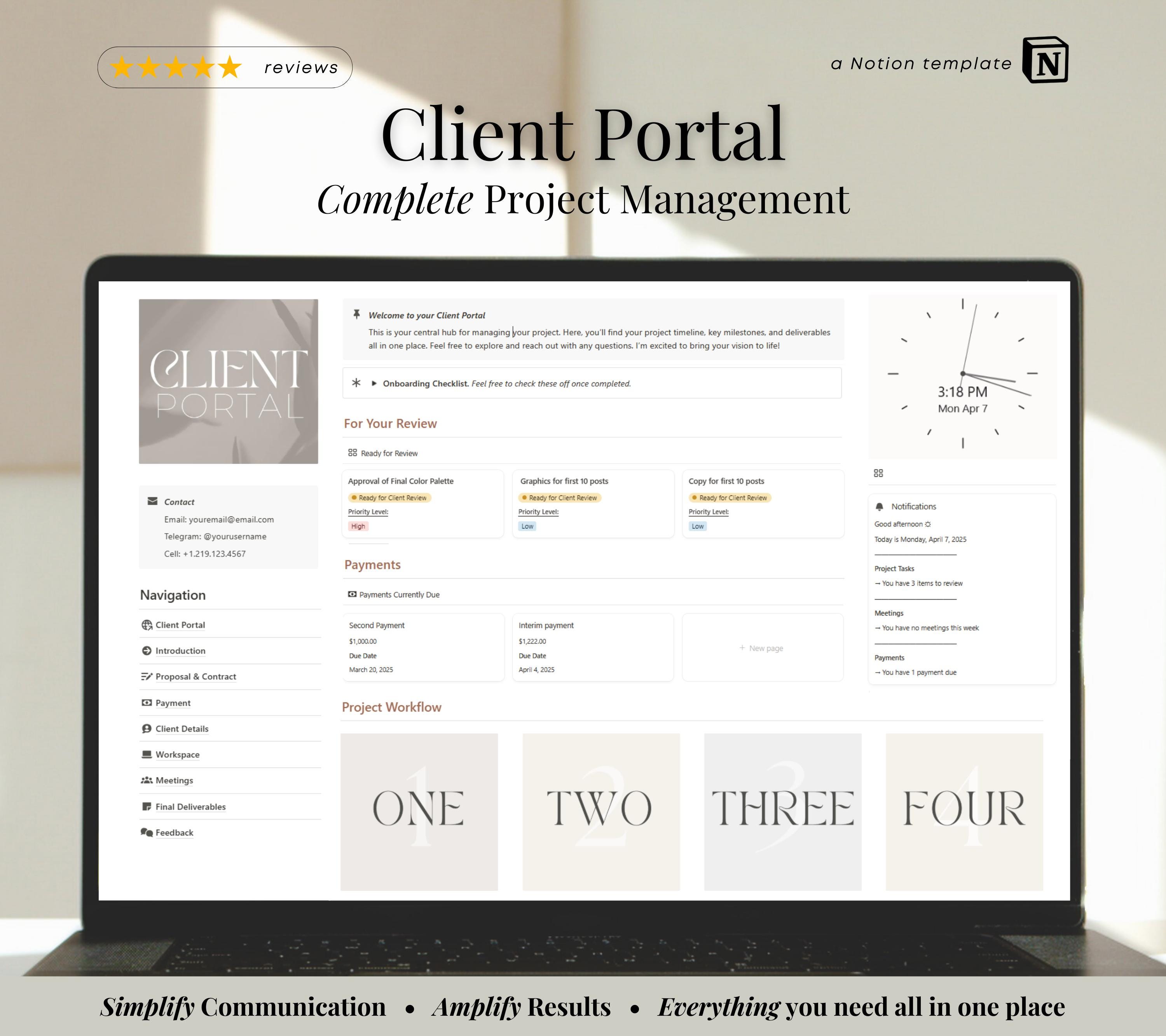 Notion Client Portal Template, Freelancer Project Management, Creative ...