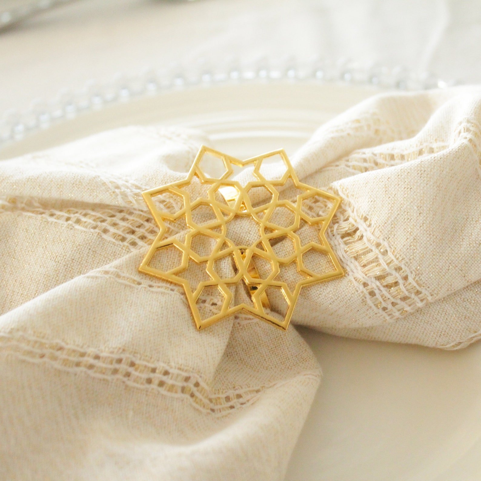 Elegant Geometric Napkin Rings Set of 6 Etsy