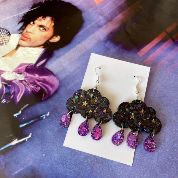 Prince Inspired Purple Rain Earrings | Prince Earrings | Purple Rain Jewellery | Statement Earrings | Prince Gift | 80's earrings | Handmade