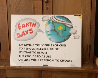 Poster Science EARTH DAY Poem NEW Copy Recycling Kids Children Teacher Parent Activities Classroom At Home 16x22 2-sided
