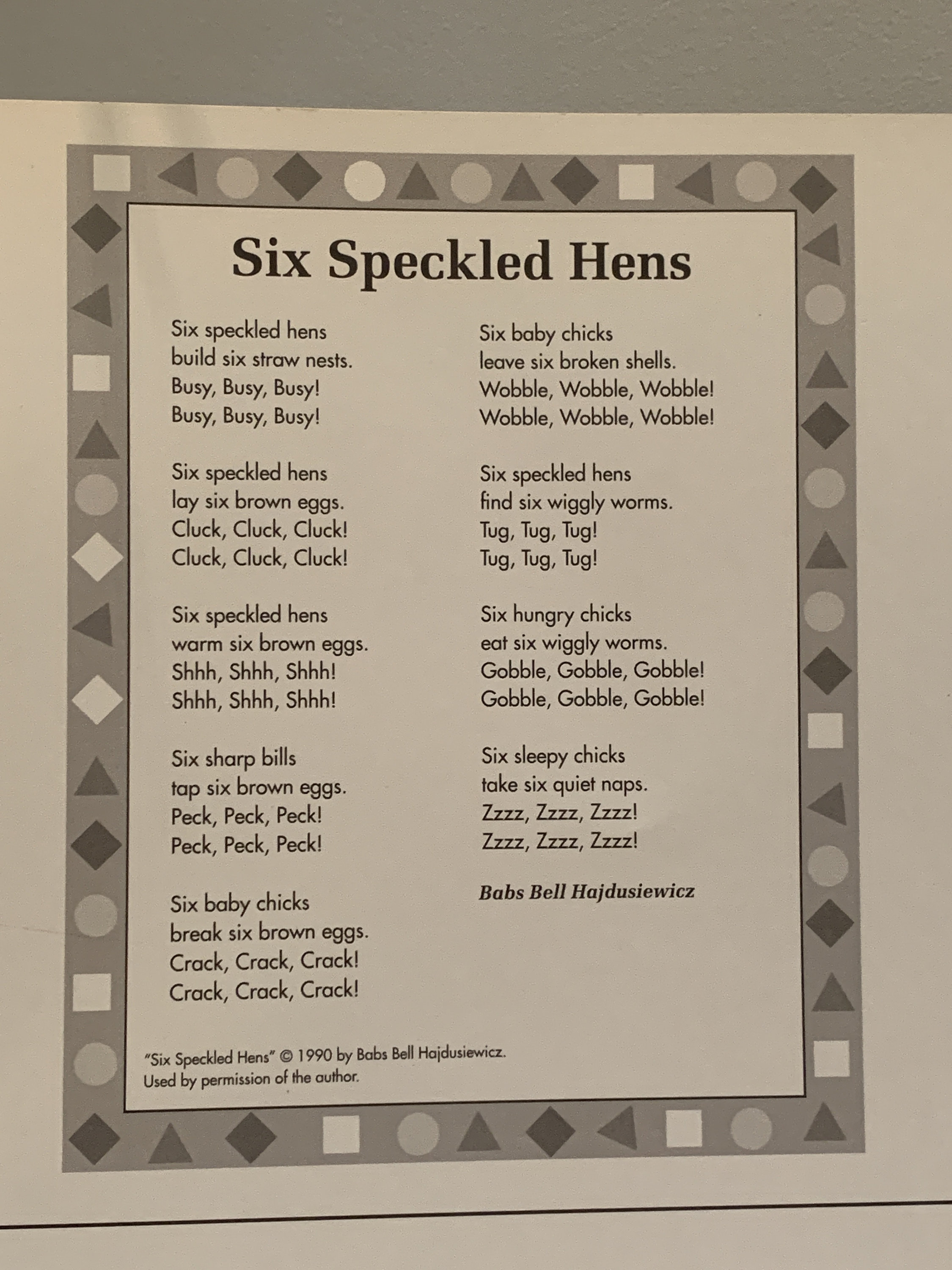 Poster Science Math Life Cycle of Chicken SIX SPECKLED HENS New Copy! Kids PreK-1st Gr Teacher Parent Activities Home 16x22 Double-sided