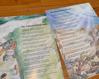 Gordon Lightfoot The EDMUND FITZGERALD Two Posters Geography History Social Study Activities on Back Kids K-5 Gr Homeschool Classroom 16x22