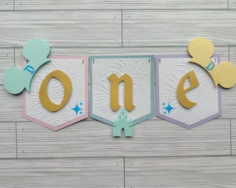 Vintage castle high chair banner/ first birthday high chair banner/ vintage Disney