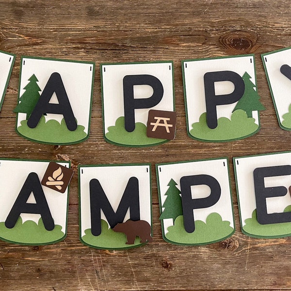 Happy camper Banner/ one happy camper banner/ mountain theme banner/camping banner