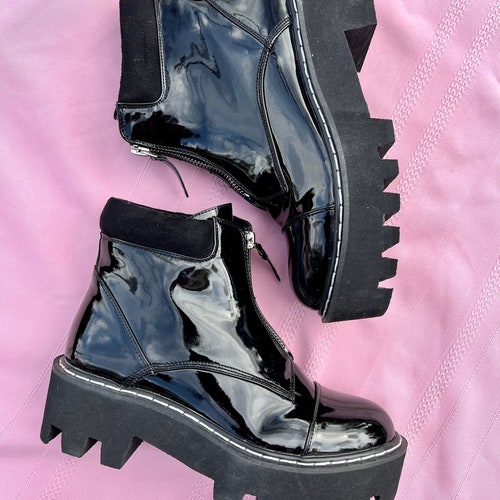 black platform rave boots
