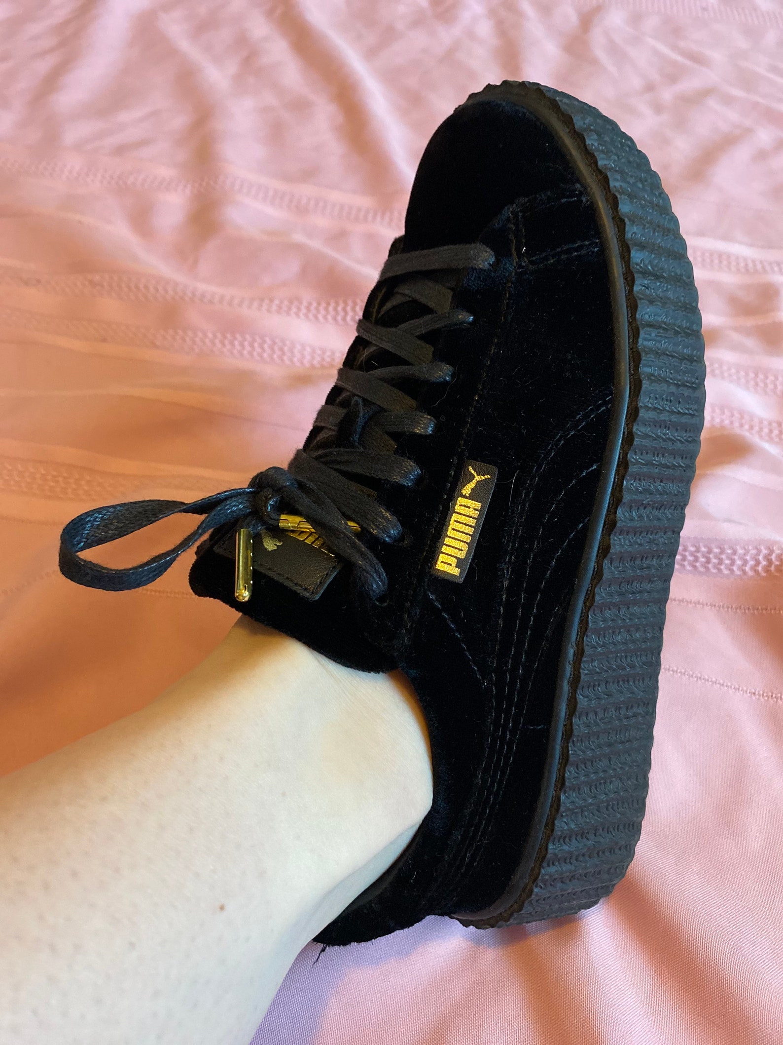 Rare Puma Black Velvet Creepers / Platforms /Sneakers Fenty Etsy