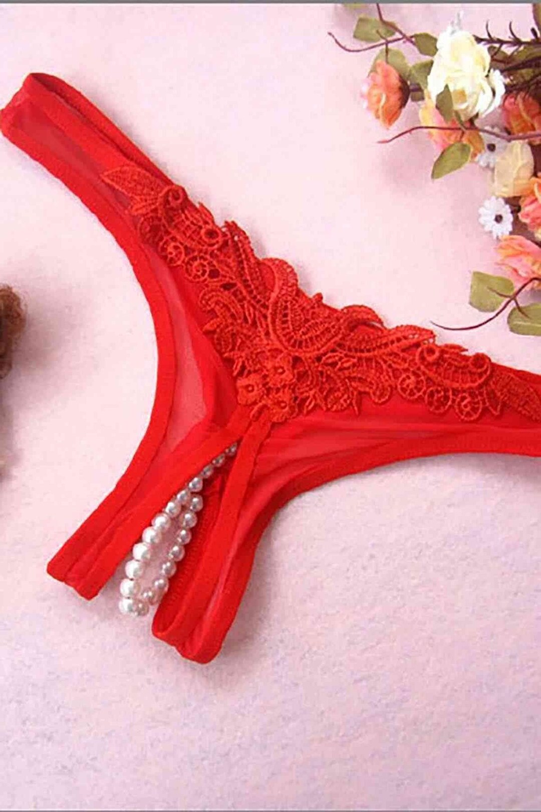 Red Fantasy Panties Private Area Pearl Open Tdt T652-TDT - Etsy