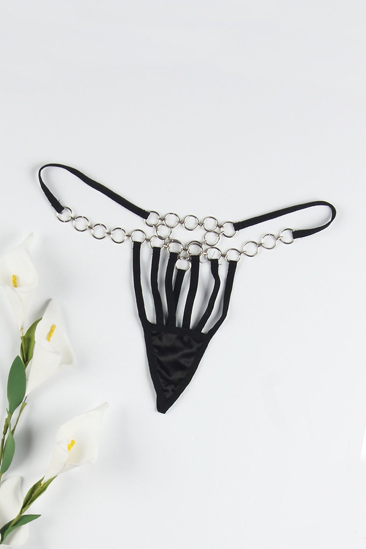 Women's Black Ring Chain Detailed Thong Fantasy Underwear - Etsy