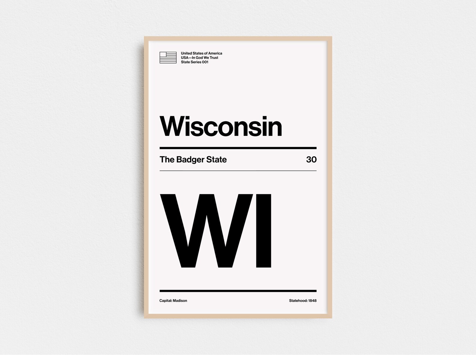 Wisconsin State Poster Travel Poster Minimalist Etsy