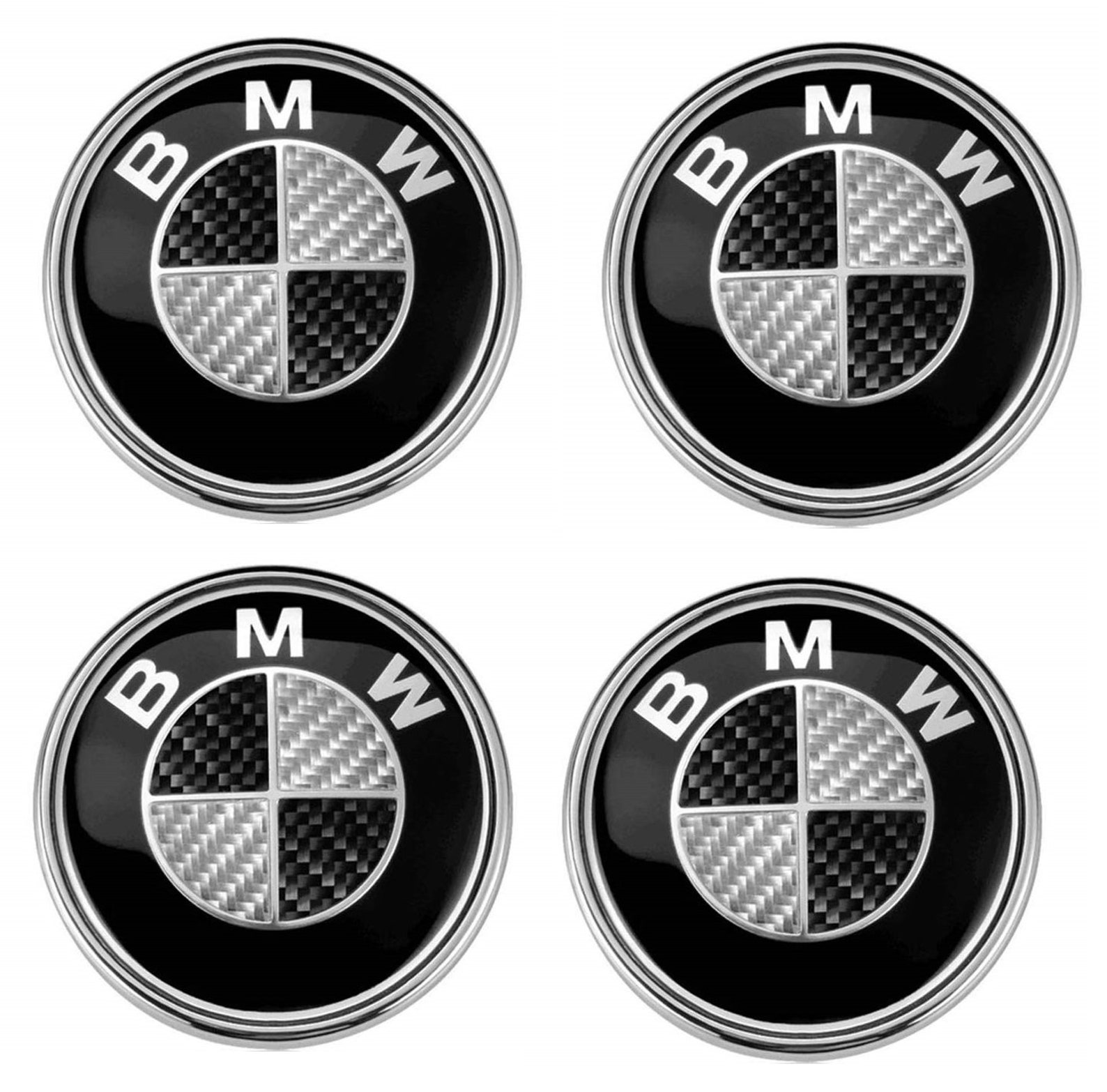 4 X BMW Carbon Fibre Black Silver Wheel Centre Caps Emblem Etsy