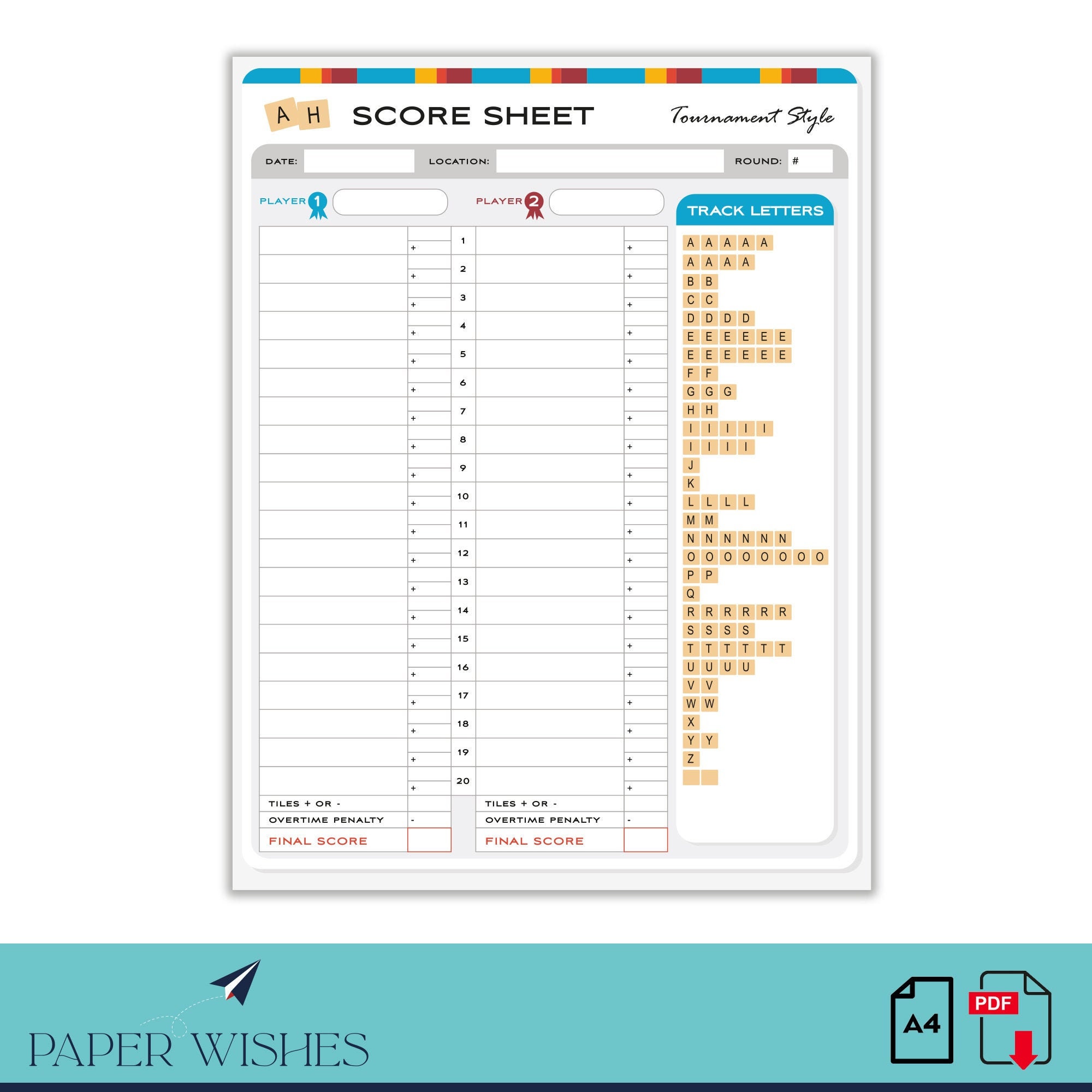 Printable Scrabble Score Sheets Word Game Score Sheet - Etsy