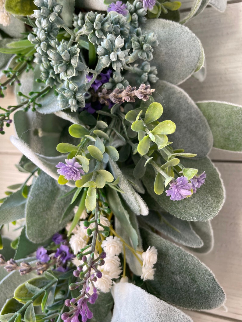 Year Round Lambs Ear and Lavender Wreath Spring Farmhouse - Etsy