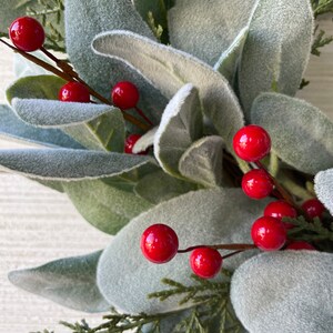 15 "winter Lambs Ear and Berry Wreath, 15" Christmas Accent Wreath, 15 ...