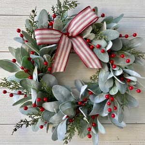 15 "winter Lambs Ear and Berry Wreath, 15" Christmas Accent Wreath, 15 ...