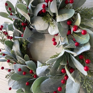 15 "winter Lambs Ear and Berry Wreath, 15" Christmas Accent Wreath, 15 ...