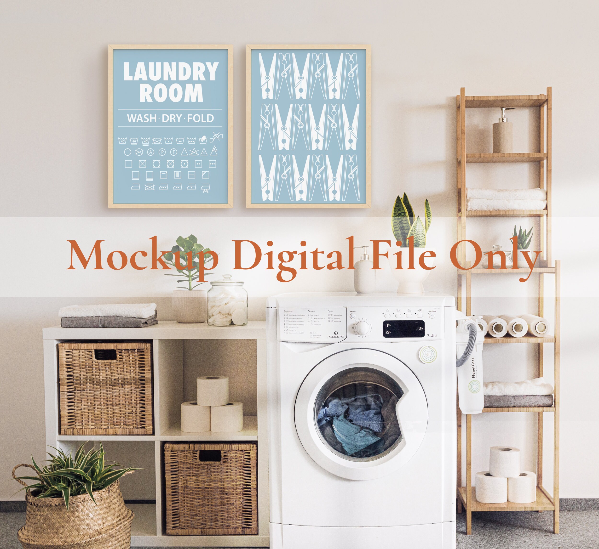 Set of 2 Laundry Room Mockup Frames, Laundry Room Interior, Mockup for