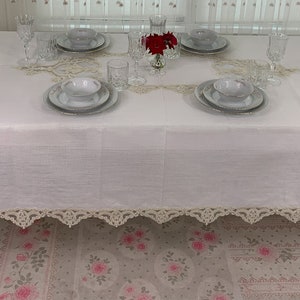 Toalha de mesa luxuosa estilo Madeira Cutwork brilhante com renda francesa de alta qualidade retangular resistente a manchas resistente à água