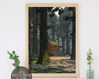 The Forest Of God Sacred Grove by Yoshida Toshi Ukiyo-e Japanese Wall Art Print Woodblock Art Restored Japanese Art