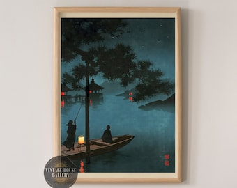 Lake Biwa by Koho Shoda 1920 Ukiyo-e, Japanese Wall Art Print, Woodblock Art, Restored Japanese Art