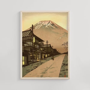 Monte Fuji de Yoshida Print, Kasamatsu Shiro Art, Japanese Ukiyo-e, Vintage Wall Decor, Asian Artwork, Mountain Landscape Póster