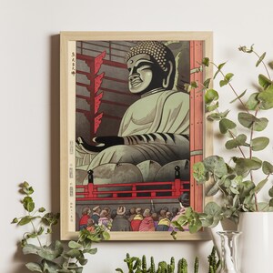 Big Buddha Of Todaiji Temple - Majestic Ukiyo-e by Asano Takeji, Japanese Art Print, Historical Monument, Wall Decor
