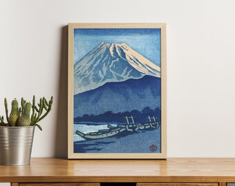 夕焼けの富士山 - 笠松四郎 浮世絵版画、日本の風景画、ヴィンテージ