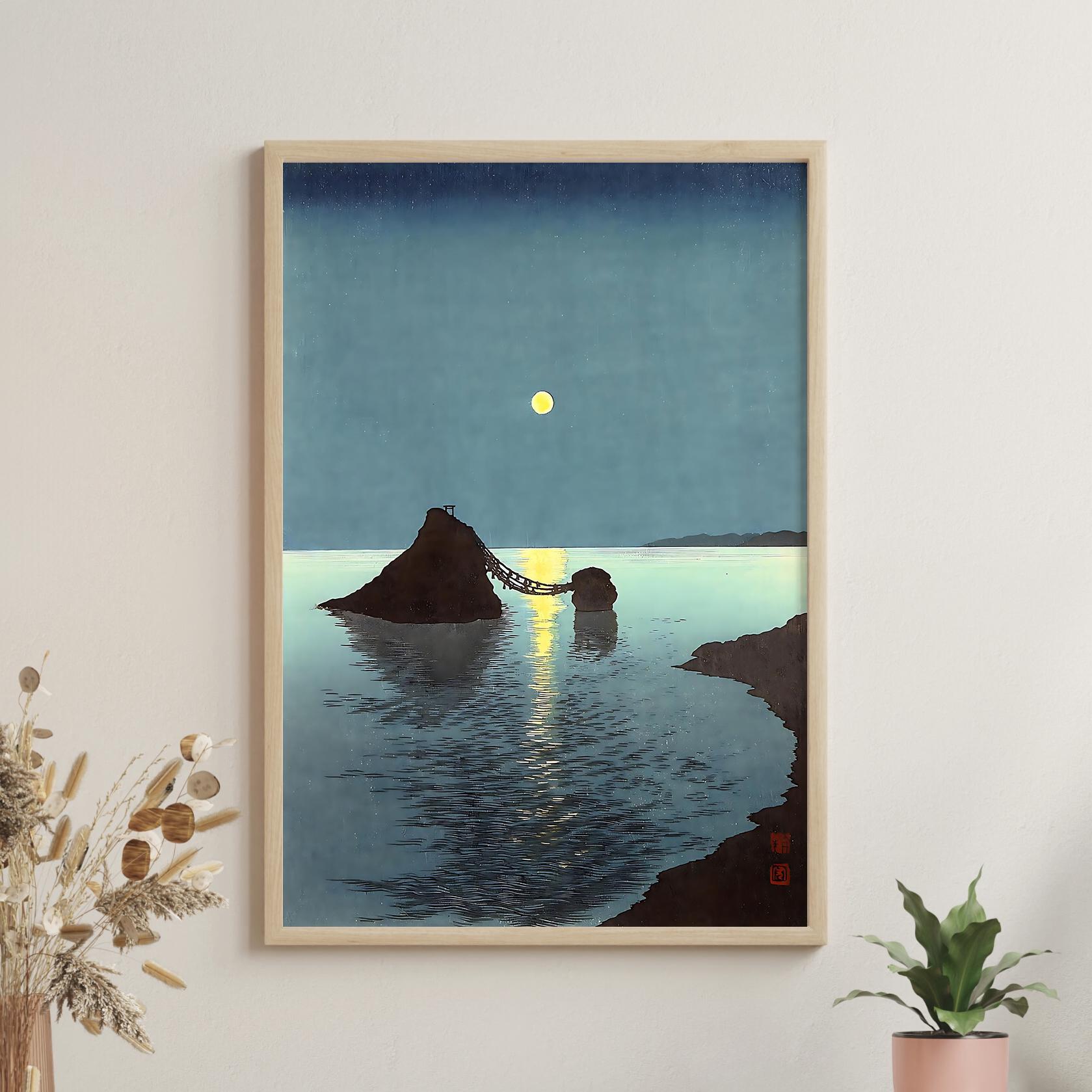 夫婦岩 - 二見ヶ浦、幸芳、1910～30年代、日本の海岸木版画