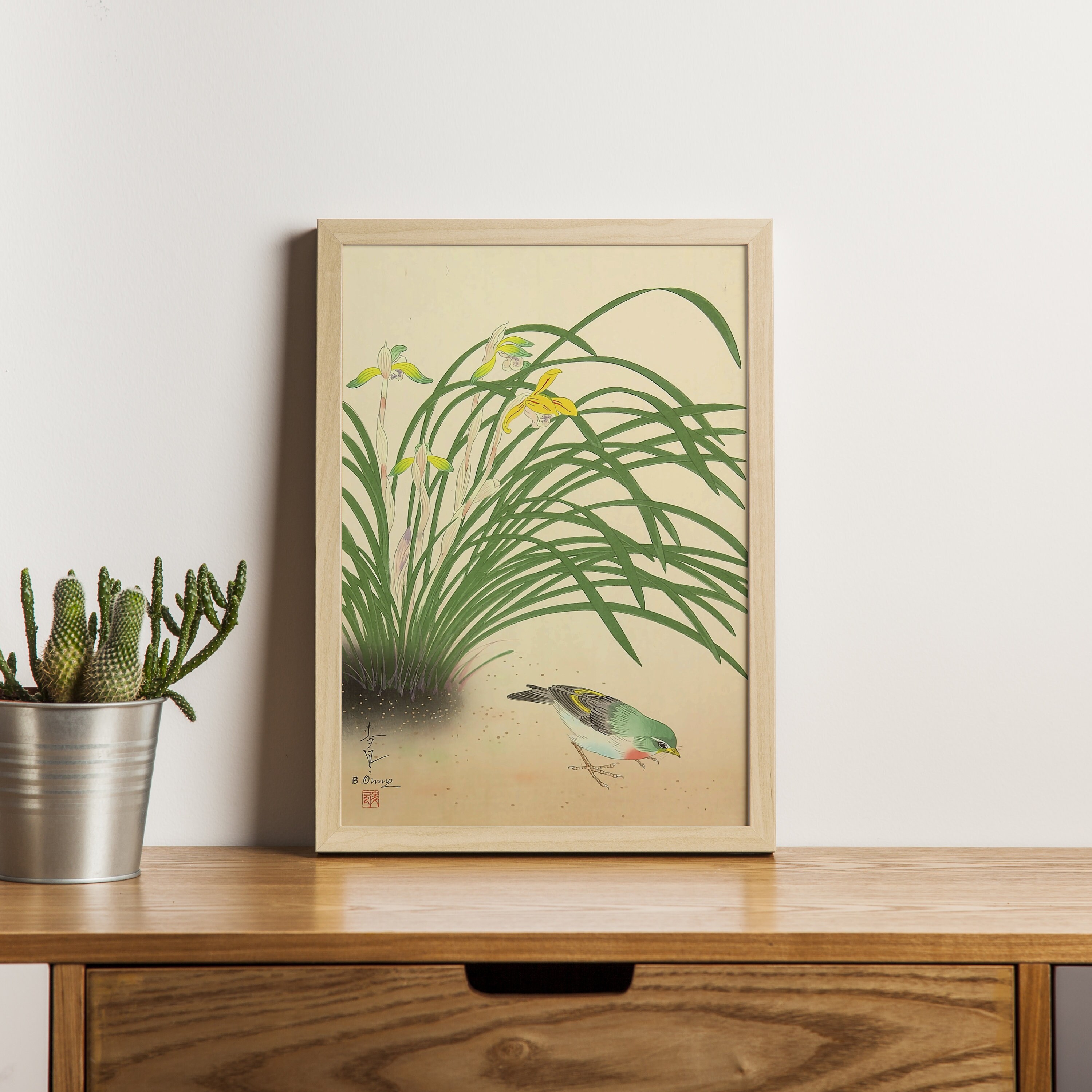 Bird and Plant, Ohno Bakufu Print, Japanese Art, Ukiyo-e Art, Bird