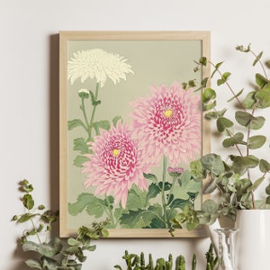 Ikeda Zuigetsu&#39;s Chrysanthemum - Japanese Ukiyo-e Floral Art Print, Vintage 1950s Botanical Wall Decor