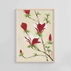 Magnolia - Ito Nisaburo Art Print, 1950s Ukiyo-e, Japanese Floral Wall Decor, Vintage Flower Poster, Botanical Artwork