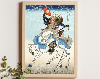 Warrior Sasaki Takatsuna on White Horse, Hasegawa Sadanobu