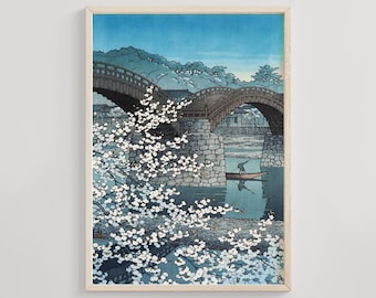 木版画 日本の風景 川瀬巴水 - 錦帯橋の桜 日本の木版画 - Etsy 日本