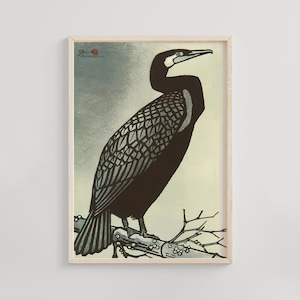 Cormorant Unotori - Kasamatsu Shiro Art Print, Japanese Ukiyo-e, Bird Art, Fishing Scene, Wall Decor, Japanese Print