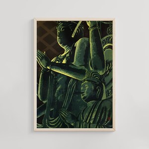 Templo Sangatsudo por San Yue Tang, Impresión de arte Kasamatsu Shiro, Ukiyo-e japonés, Decoración de pared vintage, Paisaje del templo, Arte asiático