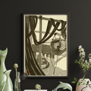 Fishing Creels by Aoyama Masaharu Japanese Fine Art Woodblock Art Restored Vintage Poster