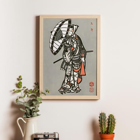 歌舞伎ドラマ五郎、三代目長谷川定信、1950年、日本の木版画、浮世絵
