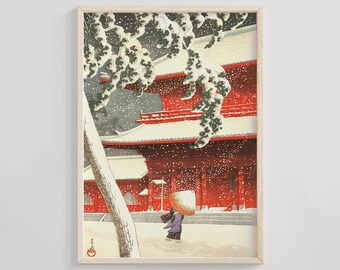 Neige Au Temple De Zojoji De Kawase Hasui En Poster, Tableau Sur Toile Et Plus