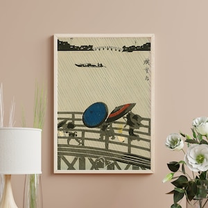 Night Rain - Hiroshige IV Print, Japanese Art, Ukiyo-e Poster, Rainy Night Artwork, Vintage Japan Wall Decor, 1930, Hiroshige Art