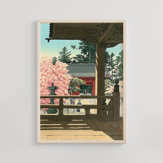 版画作品 桜 風景 版画 妙本寺の桜 川瀬巴水 1930年 日本の
