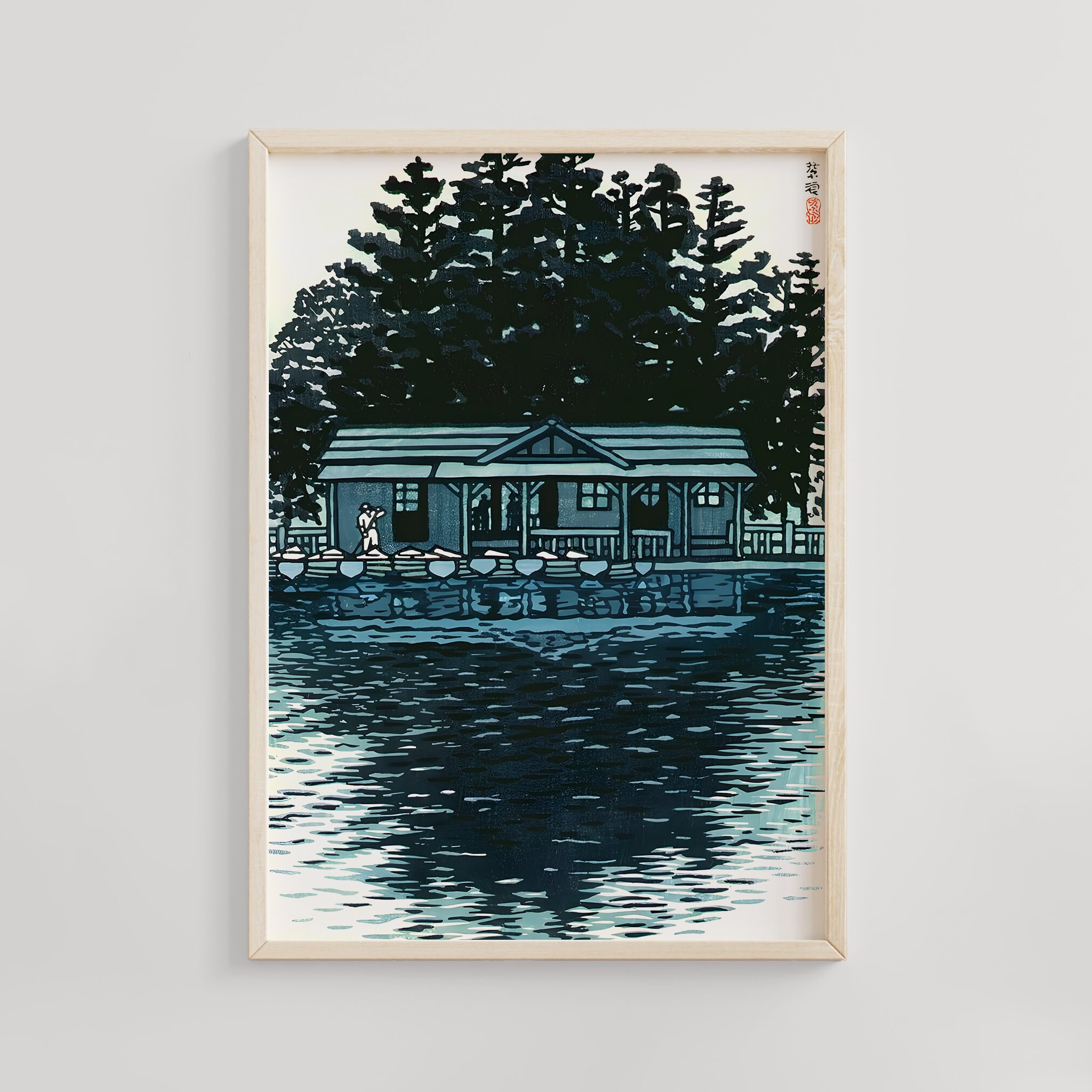 Inogashira Pond - Kasamatsu Shiro Print, Japanese Ukiyo-e Art, Vintage Wall Decor, 1956 Painting, Japanese Landscape