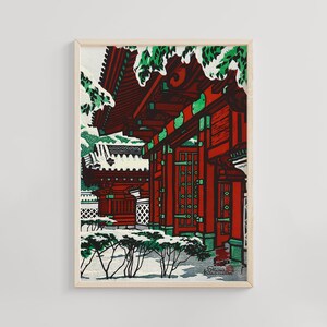 Red Gate en la Universidad de Tokio - Kasamatsu Shiro Ukiyo-e Art Print, 1957 Japanese Tokyo Landmark, decoración de pared japonesa, idea de regalo