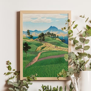 Selection of Scenes from Japan Onsen Range, Kawase Hasui, 1930s, tranquil landscape fine art print, Japanese woodblock, Amakusa views